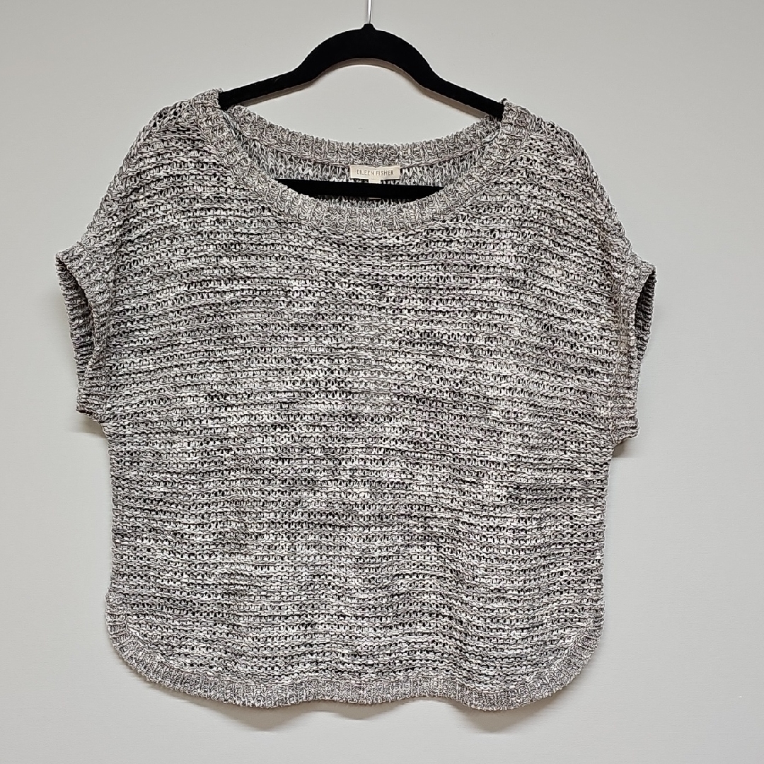 Eileen Fisher Textured Heather Taupe Ballet Nk Box Sweater, New, Sz Small